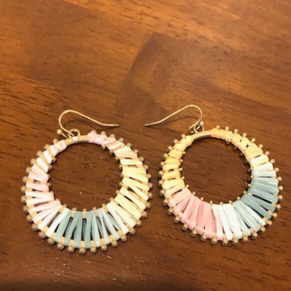 Colorful Multicolor Pastel Hoop Earrings - Picture 1 of 9